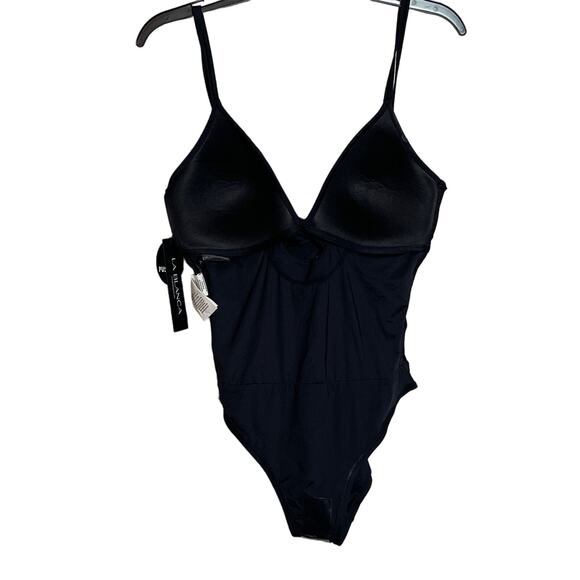 La Blanca BLACK Twist-Front Keyhole One-Piece Swimsuit Black 8 - Picture 7 of 11
